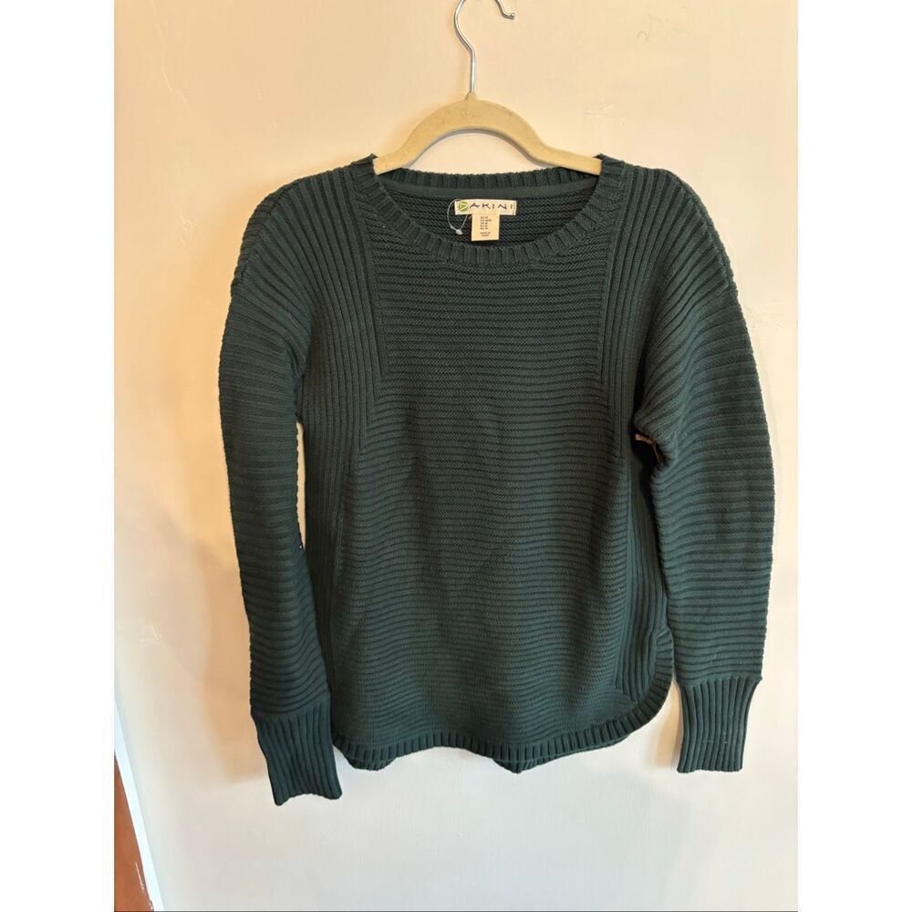 Dakini Chunky Knit Sweater Medium Dark Green Scoop Neck Heavyweight NWT